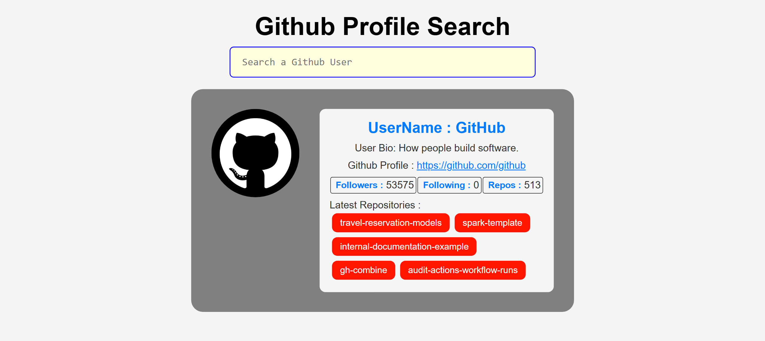 Github Profile Search Website Image